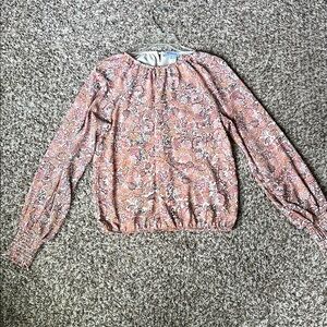 Evereve Pink Floral Long Sleeve Top Medium